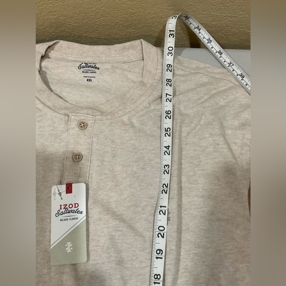 NWT Men’s Izod Saltwater Jersey Henley Top, Oatmeal Htr, 2XL - Picture 4 of 6